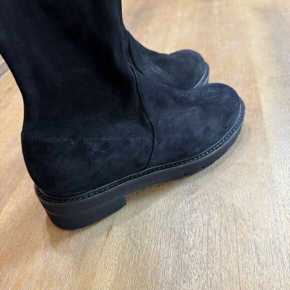 Stuart Weitzman Lowland Lift Stretch Suede Over the Knee Boots Black Size 7c - Picture 12 of 16